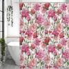 Spring Pink Floral Shower Curtain, Bathroom Decorative Shower Curtain, Waterproof Shower Curtain with Hooks