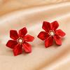 Schickes Set mit roten Blumenohrringen, Armband, Halskette & Perlenring - Damen-Modeaccessoires