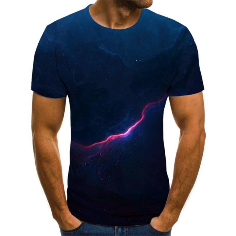 

Летняя футболка Fashion Lightning Aurora Print Street Trend с коротким рукавом