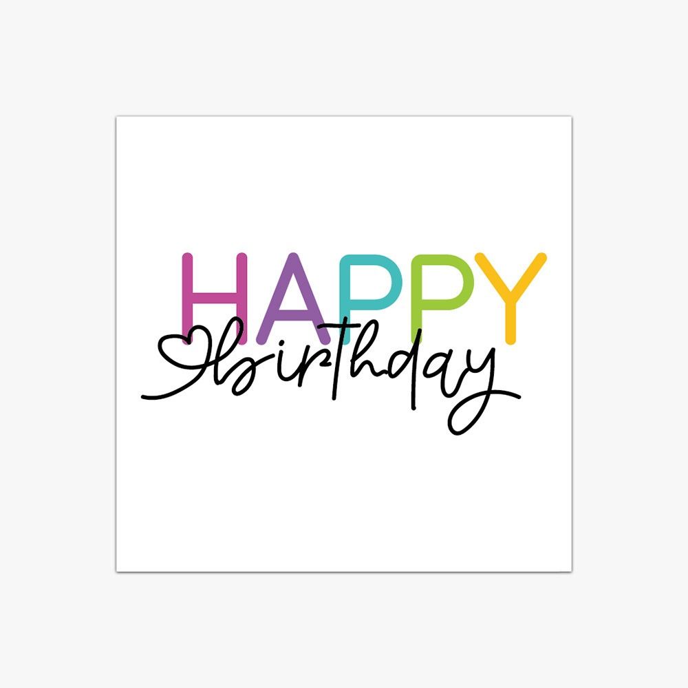 50PCS Creative Colorful Happy Birthday Cards Paper Sqaure Greeting Cards Blank Back Balloon Dots Pattern Message Cards Package
