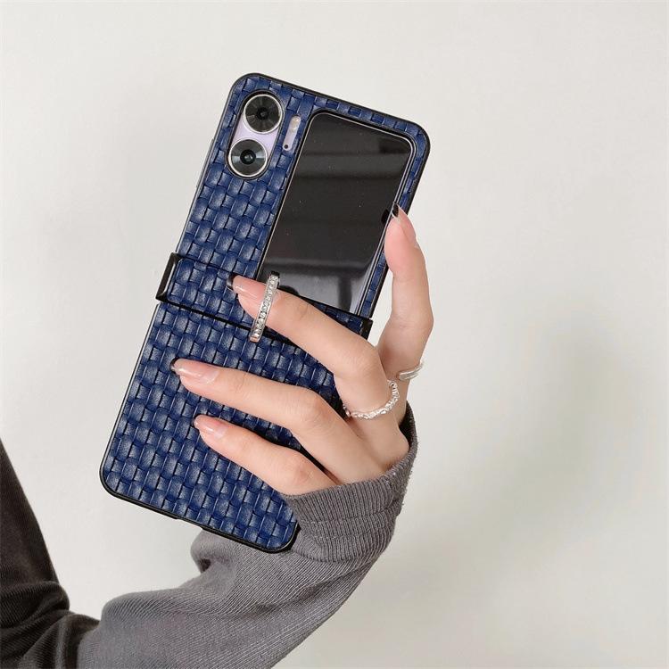 Applicable to OPPO Find N2 lip ring buckle braided pattern mobile phone case folding hard case anti-drop integrated protective cover