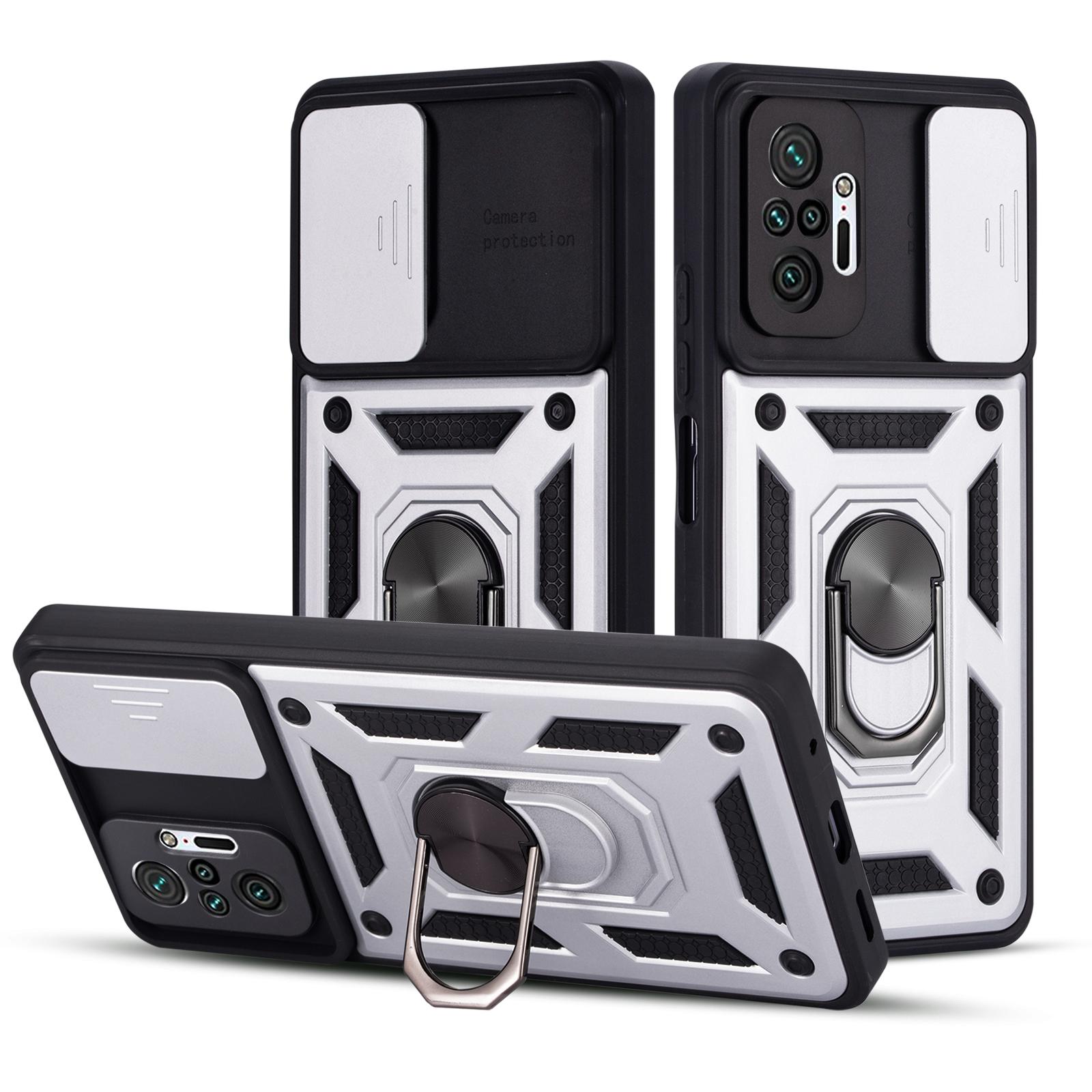 

Защитный модный противоударный чехол для телефона для Xiaomi Redmi Note 10 10S Pro Max 5G, прочный бронированный автомобильный чехол с магнитным кольцом и подставкой For Redmi Note 10 серебряный