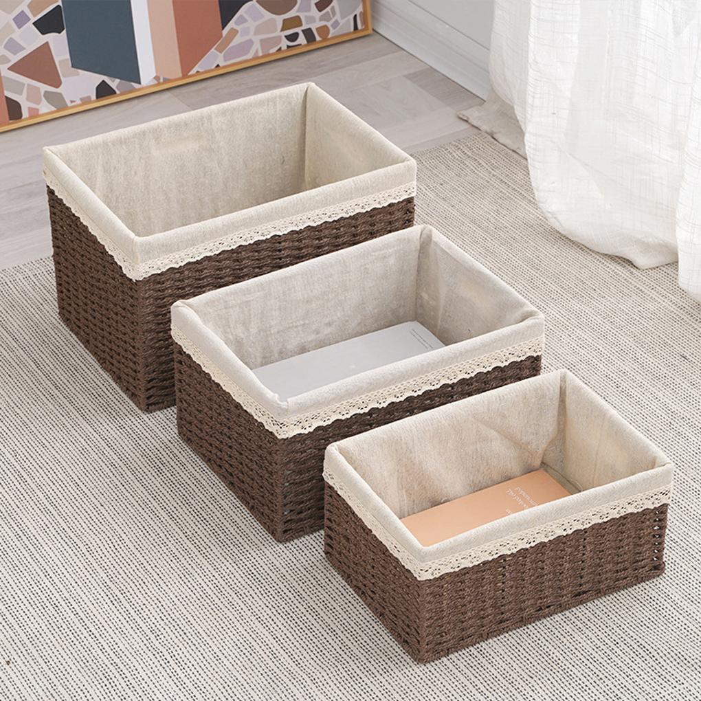 Carefully Handcrafted Rattan Storage Basket - Durable Friendly Woven Desktop Organizing Convenient Rattan Sorting