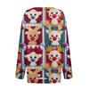 Women's Fashion Casual V-Neck Button-Up Long-Sleeve T-Shirt With Christmas Print Top