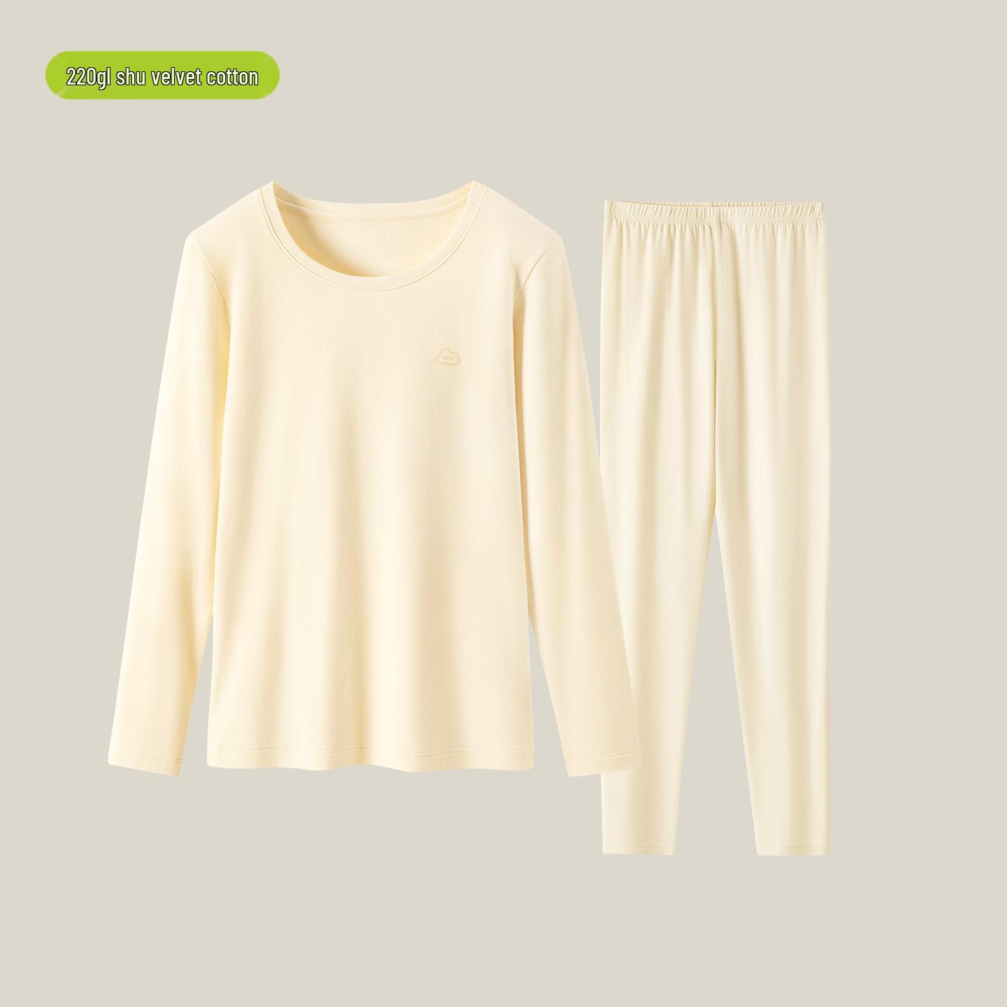 

Комплект пижамы и нижнего белья из осеннего бархатного хлопка для девочек, 220 г - Двусторонняя начесанная и утолщенная ткань для учениц средней школы 2X Large