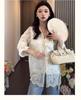 Stylish Women's Chinese-Style Vest & Lace V-Neck Long Sleeve Blouse Set