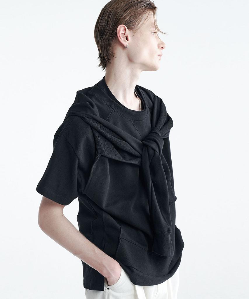 NOIRER Cut-Out Layered Sweatshirt (Black)