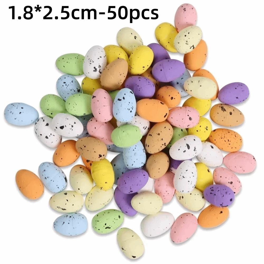 50/100Pcs Speckled Foam Easter Eggs Colorful Painted Bird Eggs  Easter Party Decorations
