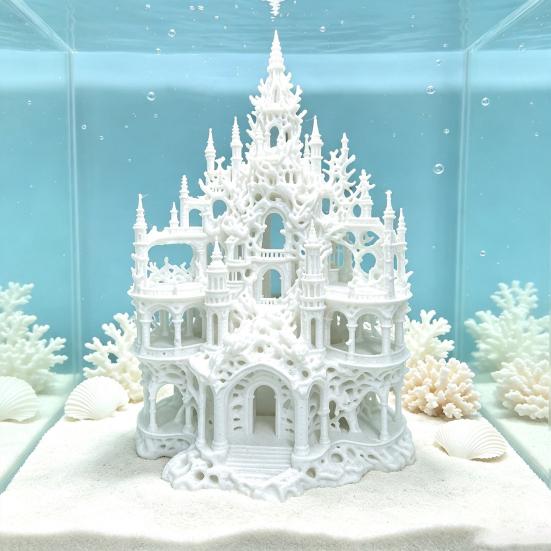 Netoxická Jeskyně pro Akvárium Gotický Hrad Úkryt pro Akvárium, 3D Tištěná Jeskyně pro Úkryt Betty, Styl Ornament Ornament, Dekorativní Úkryt z Korálu pro Malé