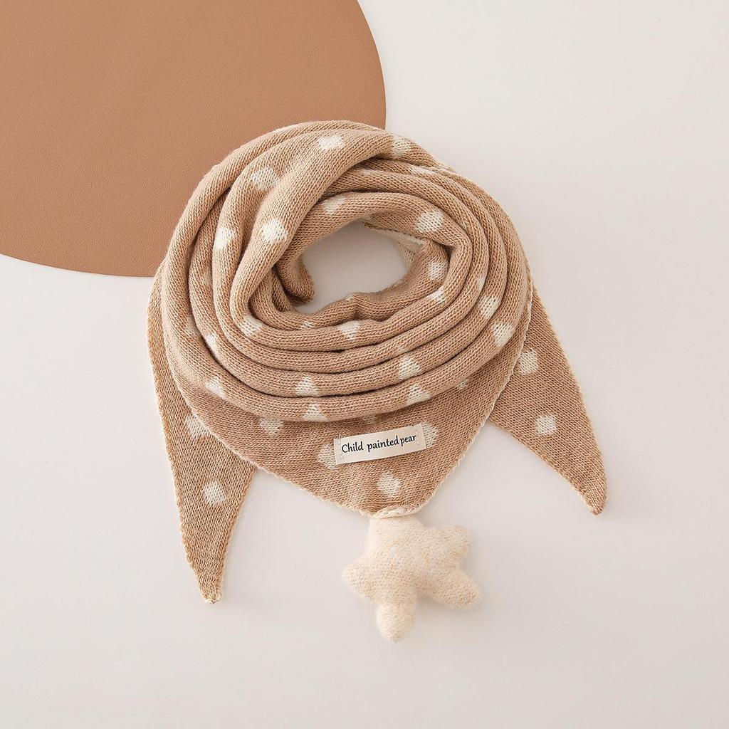 Korean Style Polka Dot Wool Knit Winter Baby Scarf for Boys and Girls - Thick Warm Triangle Neck Protector