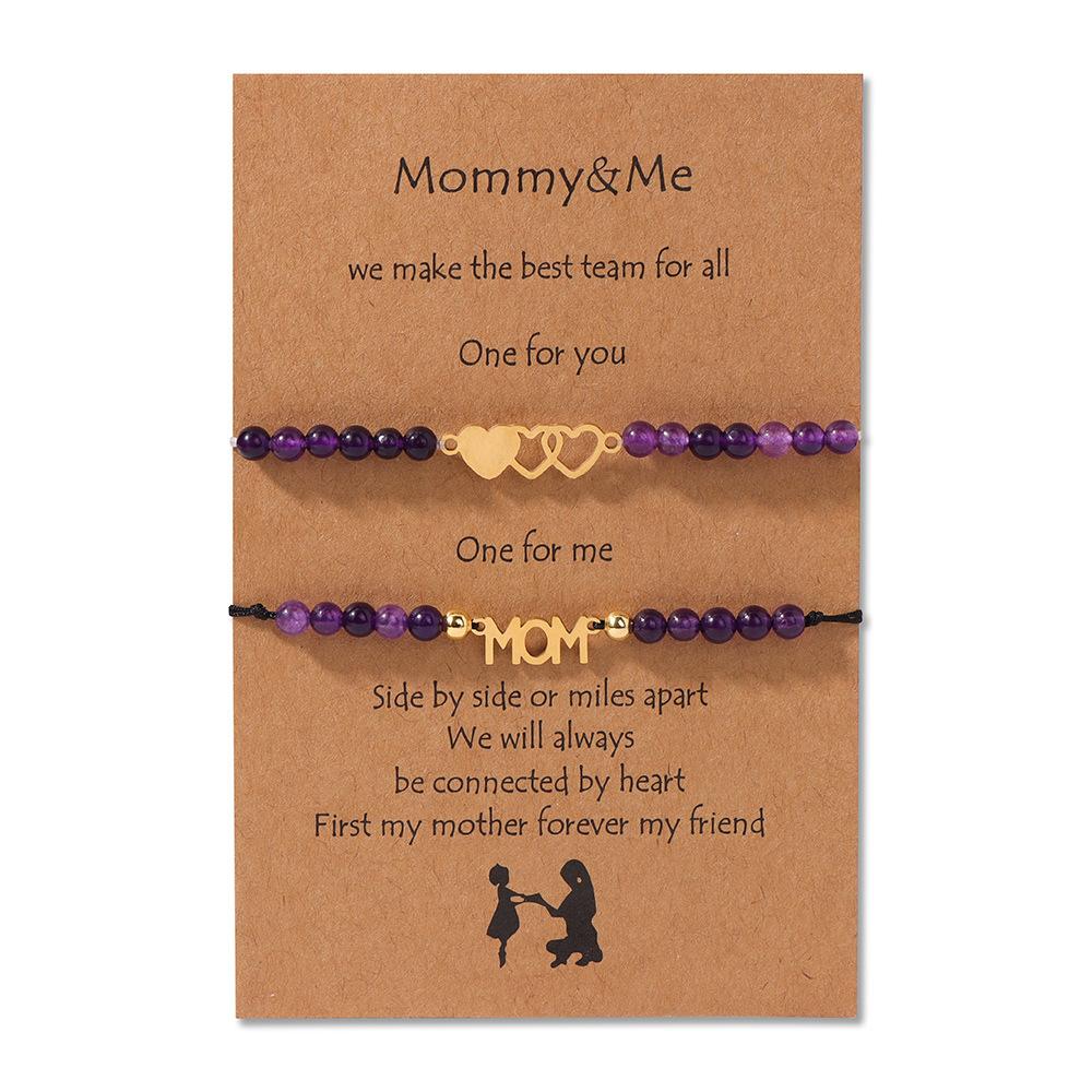 JYL TS Bracelet Mother-Daughter  2-Piece Heart Braided Strengthens Bond & Family Luck