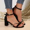 2025 New Low Heels Casual Shoes  Sexy Open Toe Summer Square Female Ankle Strap Cover Sandals