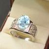 Aquamarine Oval Cut Gemstone With 925 Sterling Silver Ring For Men's #A749 JL375659079154