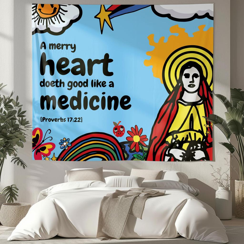 Elegant Psalm 23 Tapestry, Whimsical Black And Gold Scripture Print With Ornate Border For Cozy Christian Home Decor