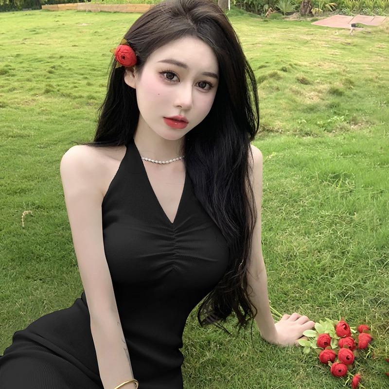 Dámské šaty Slim Pletené Bez rukávů Šaty na ramínka Jednobarevné