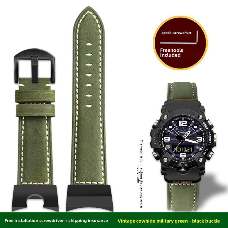 GG-B100 Retro Ltalian leather Watchband For Casio G-SHOCK 5594 GG-B100-1A/1A3/1A9 man s Modified cowhide Watch strap Wrist band For GG-B100 Series