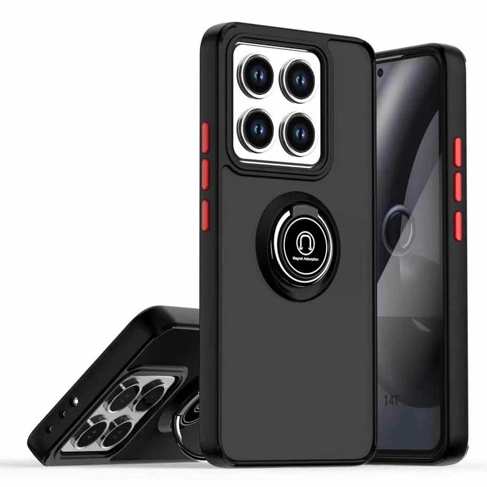 Armor Holder Funda for Xiaomi 14T Pro Case Translucent Frosted Ring Stand Protection Back Cover for Xiaomi 14T Shockproof Capa