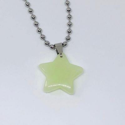 Vintage Imitated Luminous Stone Pentagram Pendant Necklaces for Women Punk Hip Hop Metal Round Bead Choker Necklace Gifts New
