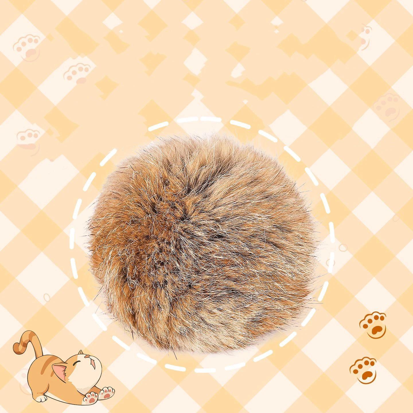 Cat Toy Rabbit Fur Ball Real Rabbit Fur Playful Cat Fur Ball Rich and Pleasant Pet Scent Sniffing Cat Rabbit Fur Ball Toys