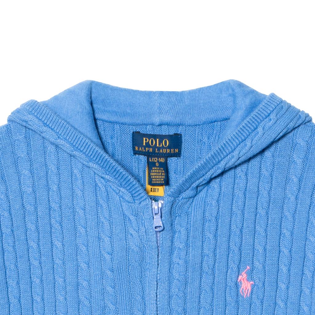 Polo Ralph Lauren Maglione Felpa con Cappuccio Maniche Lunghe Zip Tinta Unita Bambino Blu Porto 313916533-009