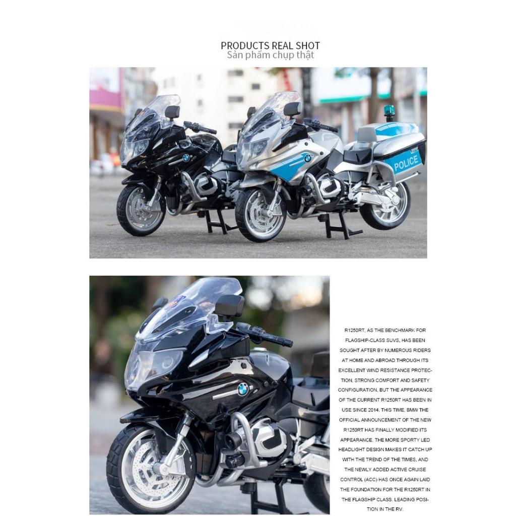 1/12 BMW R1250RT-P Police Simulation Alloy Motorcycle Model Shock Absorbers Sound and Light Collection Toy Car Kid Gift