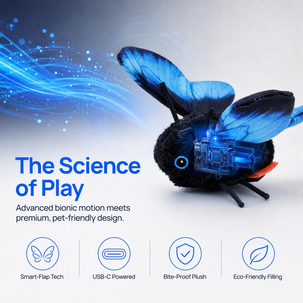 Interactive Electric Butterfly Cat for Toy Automatic Flapping Wings Motion Indoor Kitten Exercise