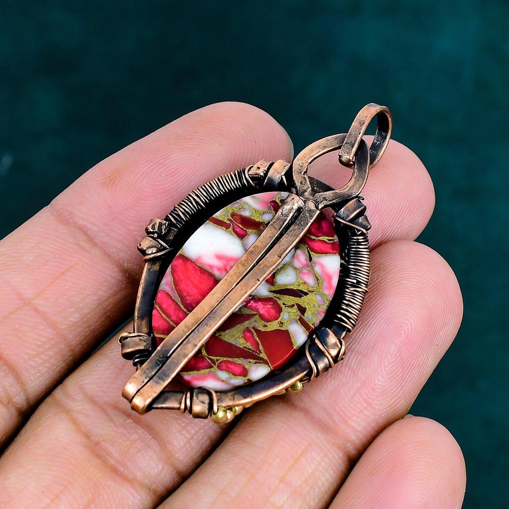 Kingman Red Mohave Copper Turquoise Pendant Copper Pendant Handmade Pendant Natural Gemstone Jewelry Gift for Mom Latest Collection Pendant