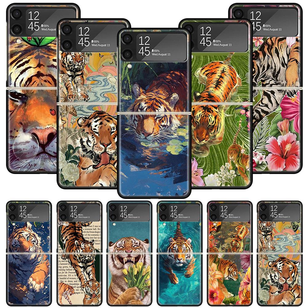 Superior Tiger Pattern Art Phone Case For Samsung Galaxy Z Flip 7 6 5 4 3 5G Shockproof Cover Z Flip7 Flip6 ZFlip5 Flip3 Flip4 L