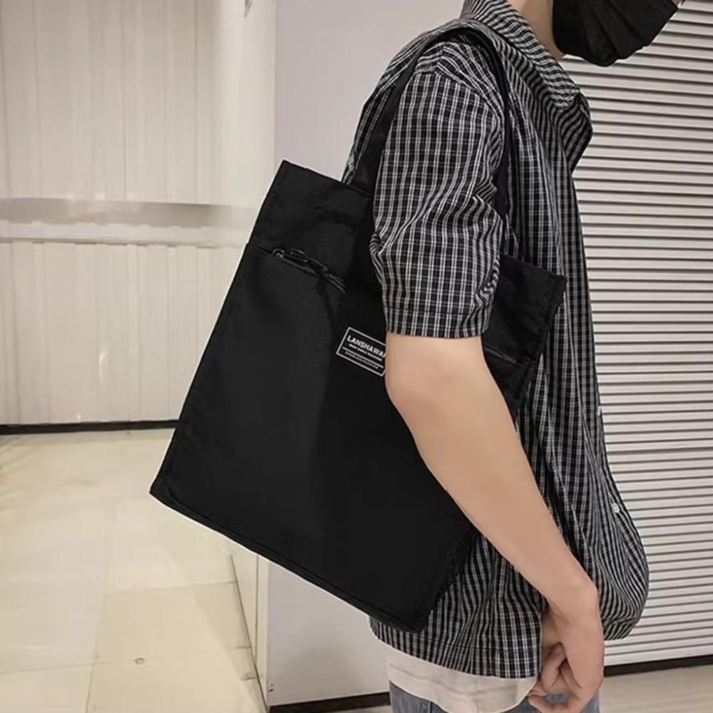 

Casual Canvas Shoulder Bag Oxford Cloth Portable File Bag Male Commuting Tote Bag Daily Use синій
