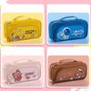 Cartoon Pencil Bag Pen Case Kawaii PU & Canvas Handbag Multi Slot Mesh Pocket Storage Pouch for Stationery