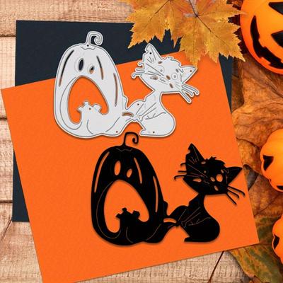 Fustella Taglio Zucca Gatto Halloween - Metallo/Silicone Stencil Clipart Fai da Te