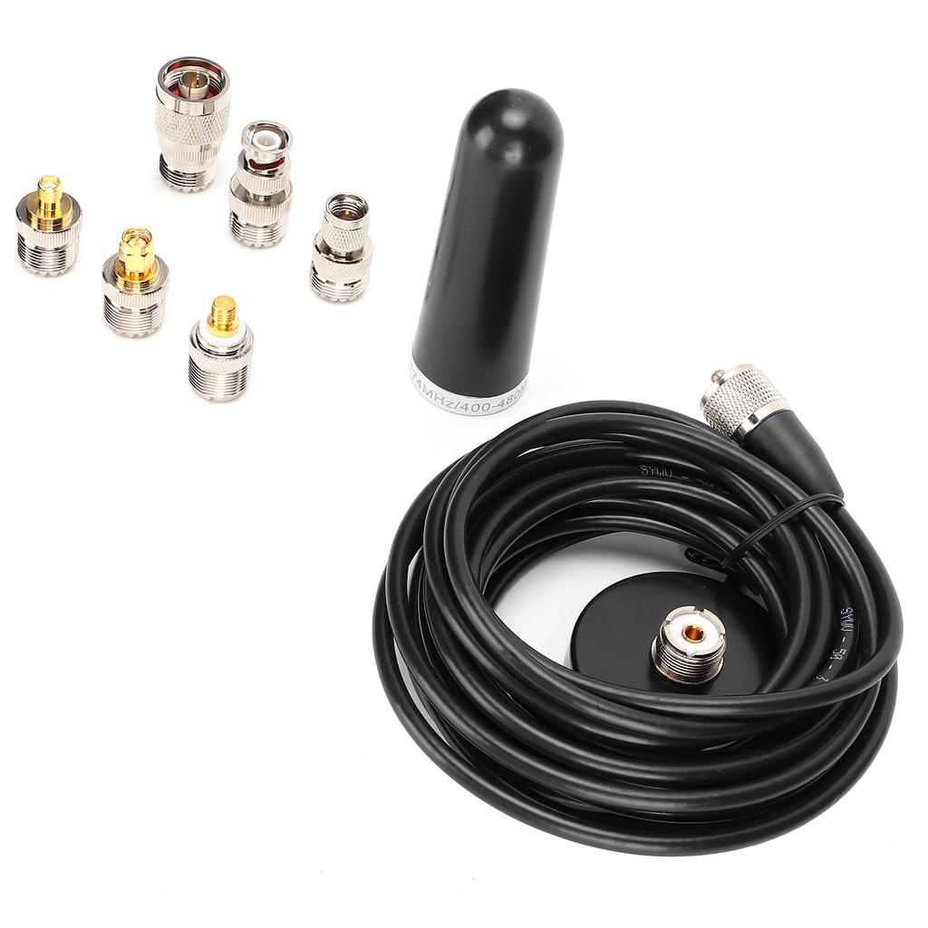 Mini Car Antenna Dual Frequency Antenna Accessories with 5m Feeder Adapters Suction Cup