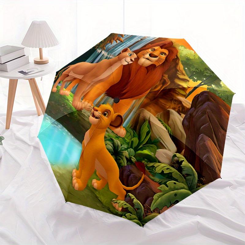 1pc Simba Nala and Mufasa s Adventure in the Jungle Pattern Umbrella, Fashionable, Personalized, High-Value Folding Umbrella, a Must-Have fo