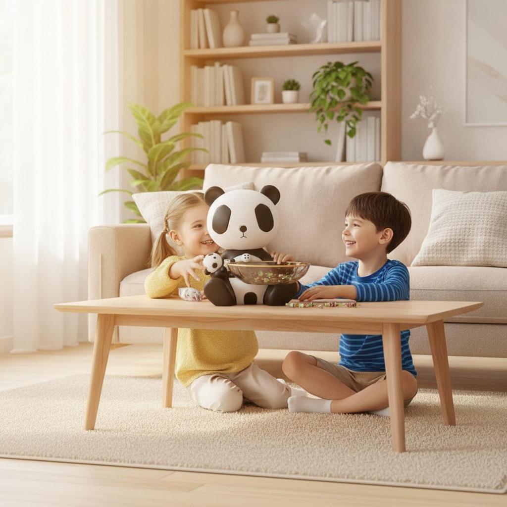 Panda Figurine with Storage Bowl Decorative Statue Cute Catchall Dish for Living