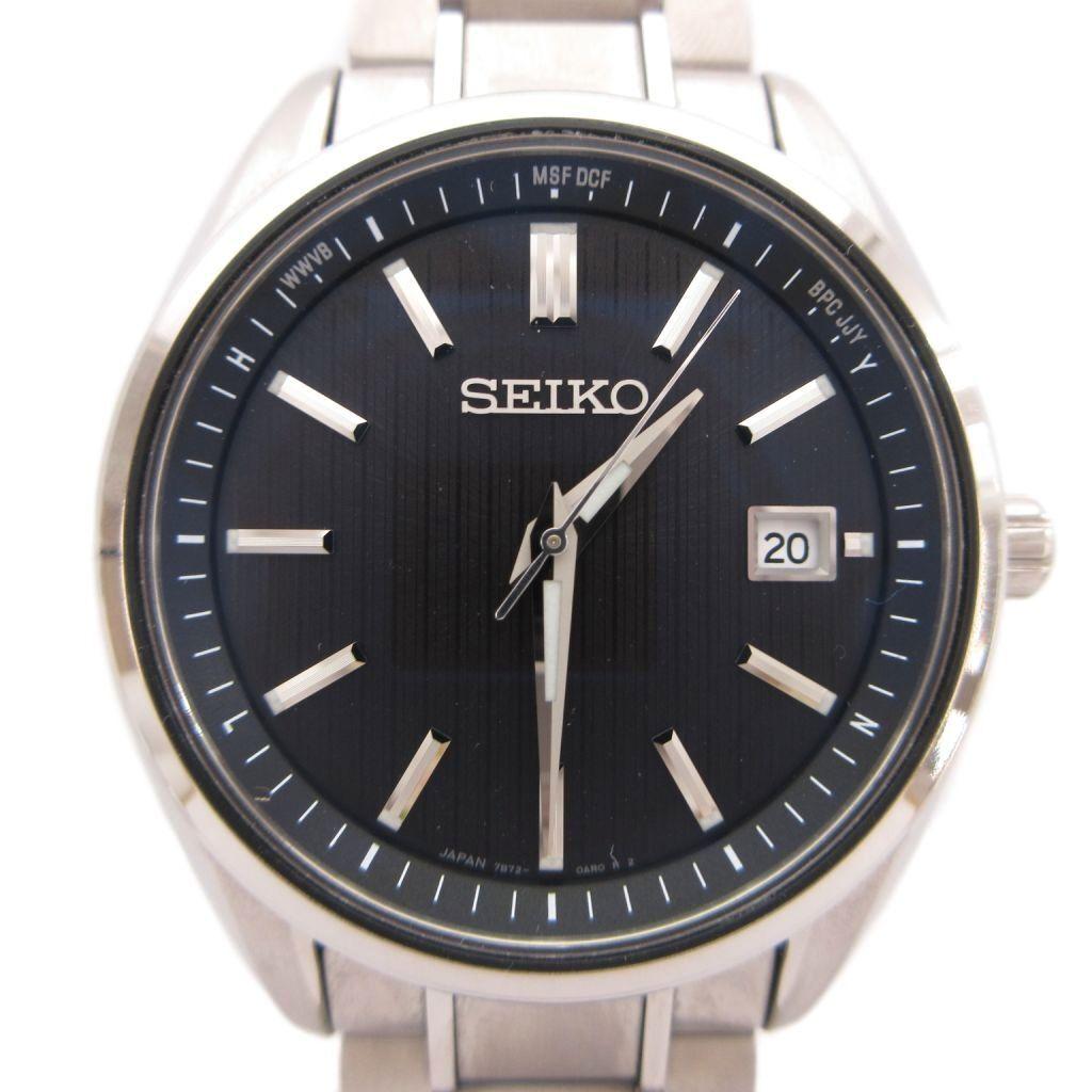 SEIKO SELECTION SBTM341 Solar Watch with Date Silver Black Dial Radio-Controlled Display, Titanium, Color,/ UO Men's