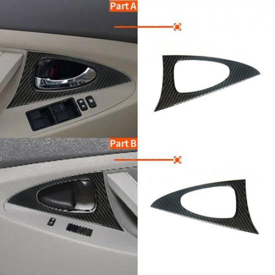 For Toyota Camry 2007-11 Carbon Fiber Interior Front Door Handle Cover Trim 2Pcs