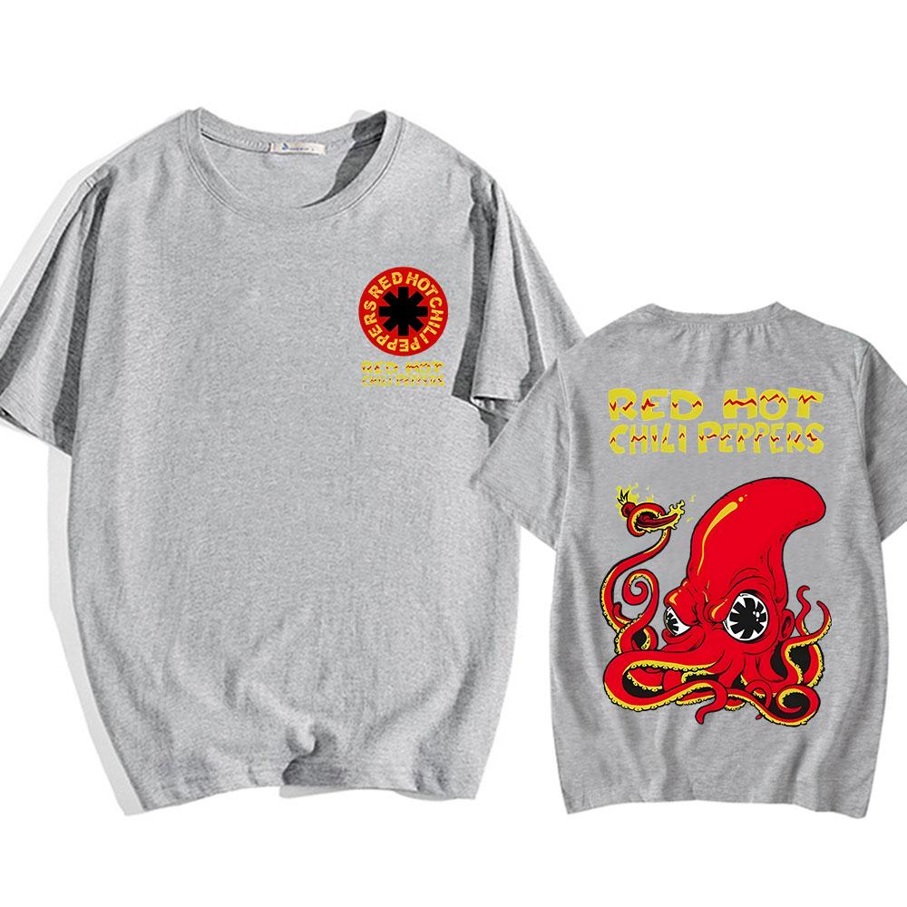 Red Hot Fire Squid Chili Peppers T-shirts Rock Band Hip Hop Streetwear Short Sleeve Men Women Tshirts Summer Cotton Soft Tee Top