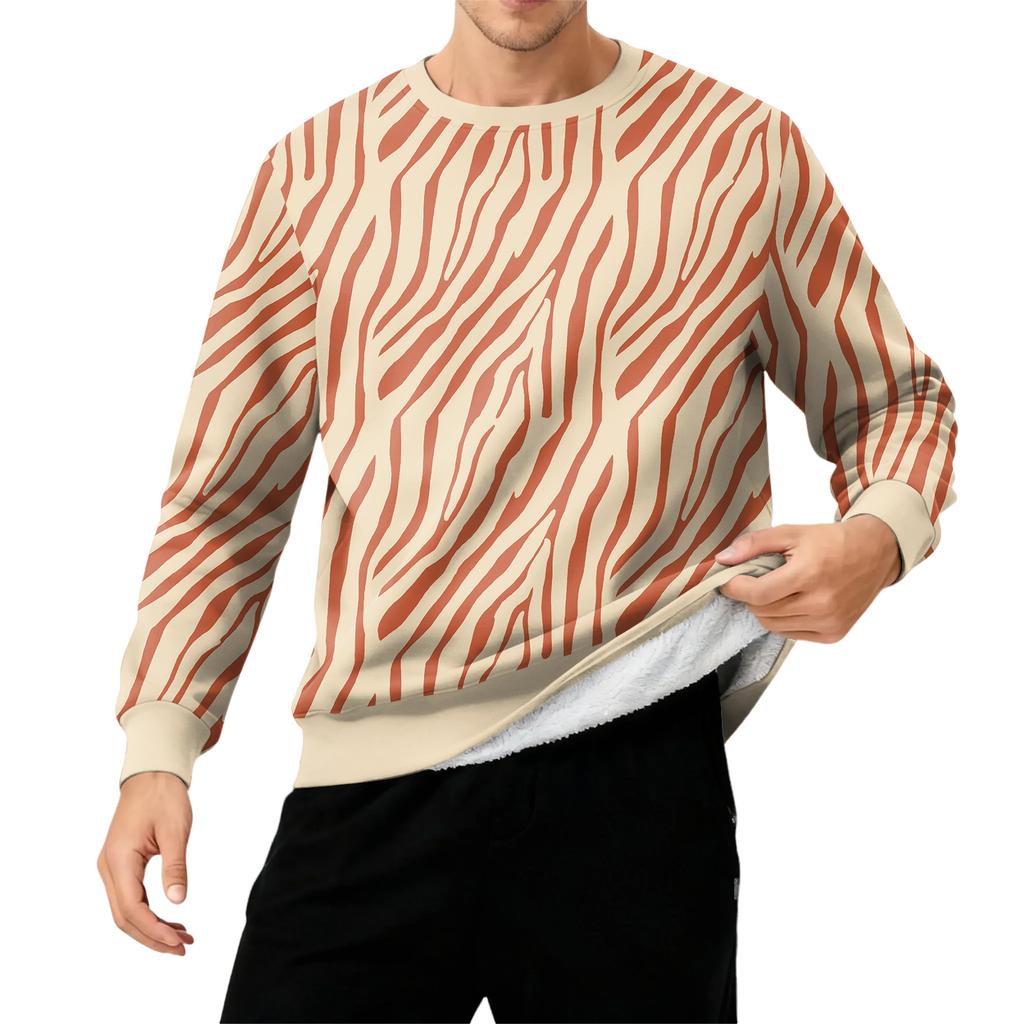 Herren Rundhals Fleecegefüttert Dick Einfarbig Sweatshirt