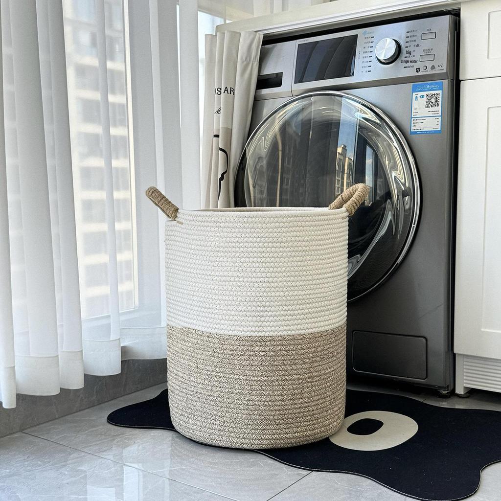 Large Woven Cotton Storage Basket for Toys, Snacks, Underwear, Socks, and Clothes