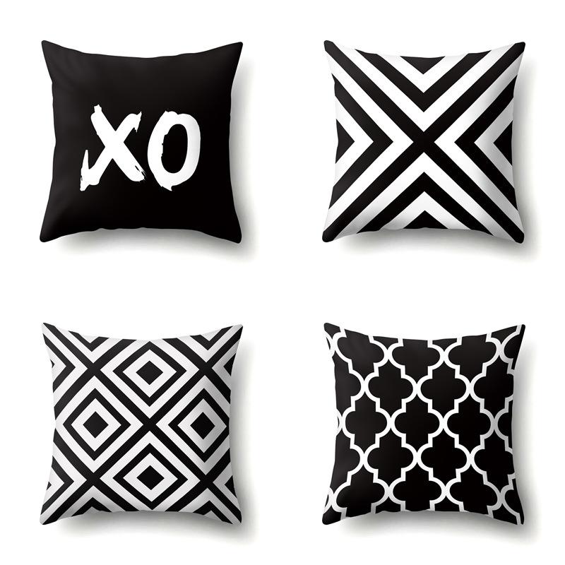 Polyester Pillow Case Geometric Decoration Home Petal Strip Printed Cushion Cover Bedside Cushion Cover Waist Cushion Cover
