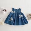 Baby Mädchen Schleife Jeanskleid Koreanischer Stil Ärmellos Sommerkleid Niedliche Kinderkleidung 0-5J