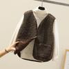 Autumn/winter New Korean Style Cropped Lamb Wool Vest Women's Shoulder Jacket Fur Integrated Horse Clip Velvet Pocket
