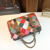 Textured Cowhide Handbag Contrasting Colors Casual Versatile Shoulder Messenger Boston Bag Travel Large-Capacity Bag