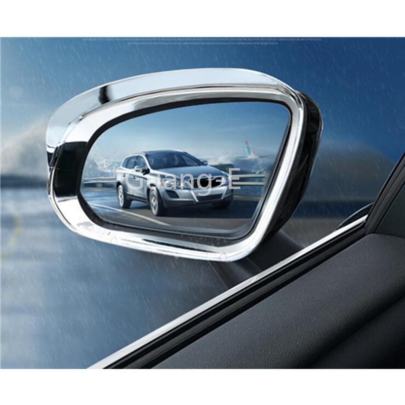Rear View Glass Mirror Trim Frame Rain Shield Sun Visor Shade ABS Chrome Eyebrow For VOLVO XC40 2018