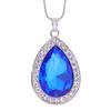 6 Colors Pretty Water Drop Crystal Pendant Necklace Blue Green Purple Pink Rhinestone Heart Choker For Women Girls Party Gift