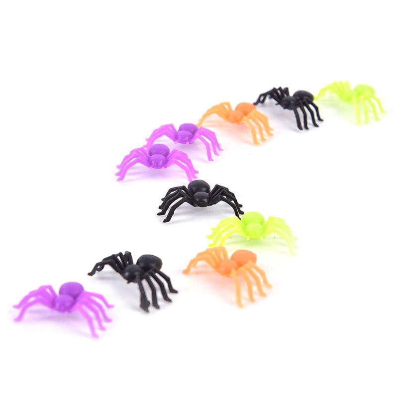 200Pcs/Set Halloween Plastic Mixed-Color Miniature Spiders Decorate Small Toys
