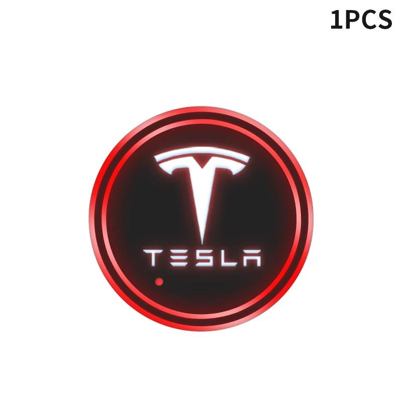 

1/2pcs Car Luminous Water Cup Coaster 7 Colorful For Tesla Model 3 S X Y Roadster Invader Coil Mod WYE Bonina
