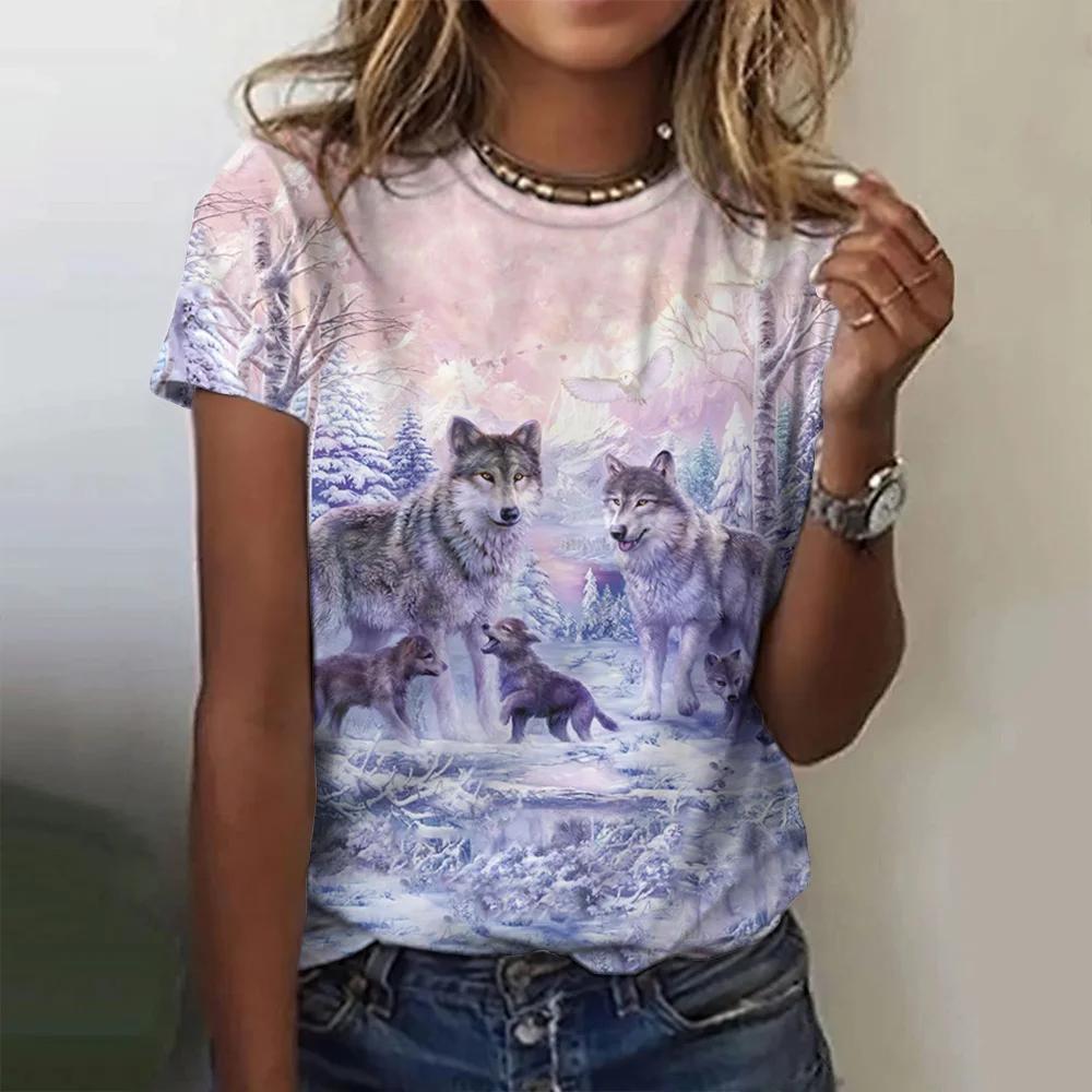 Summer Fashion Blouse Women's Tshirts Basic Oversized Female Clothing 3d Wild Animals Theme T Shirt Casual Tees Short Sleeve Top