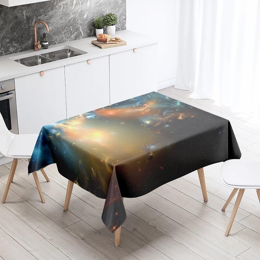 Starry Universe Tablecloth Camping Party  Anti-Stain Waterproof Rectangular Kitchen Dining Table Home Decor