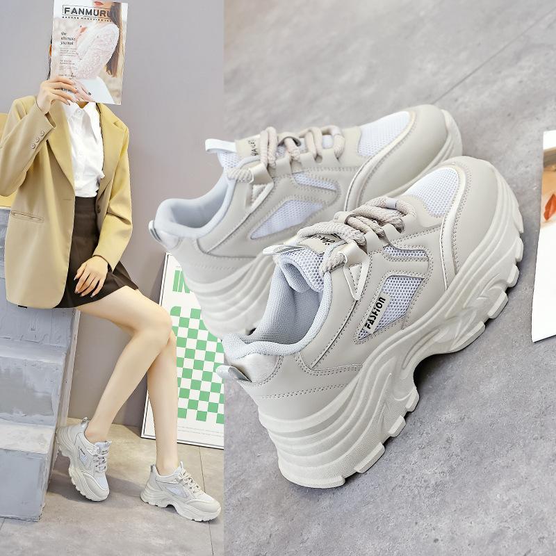Show feet small Hong Kong style dad shoes women's 2025 spring new small thick sole heightening casual sports shoes tide J02